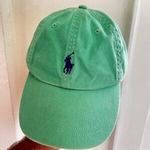 For Sale is a Polo Ralph Lauren Hat Pony Strap Back Lime Green with blue pony.